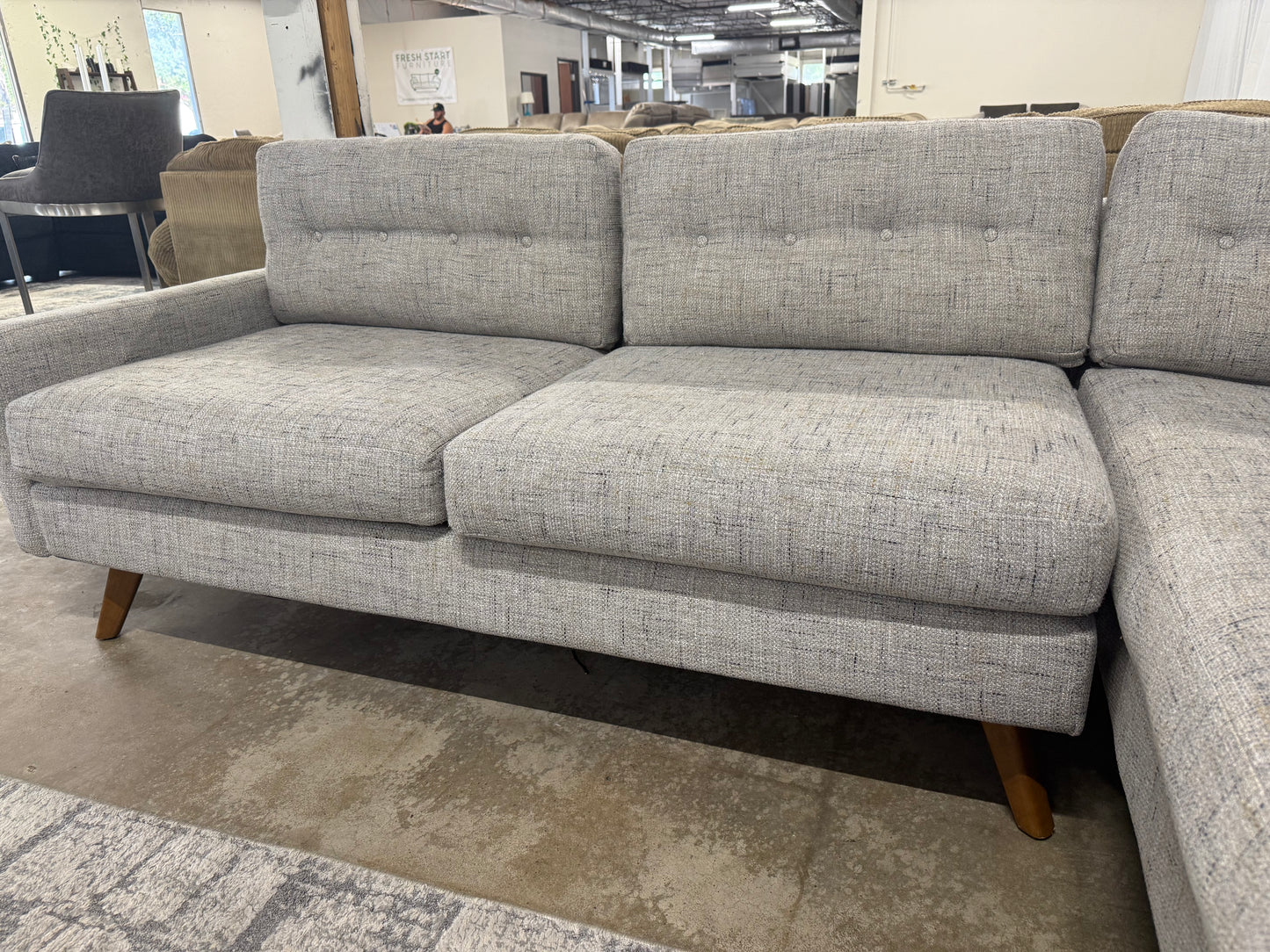 Mid Century Modern Tufted Chaise Sectional