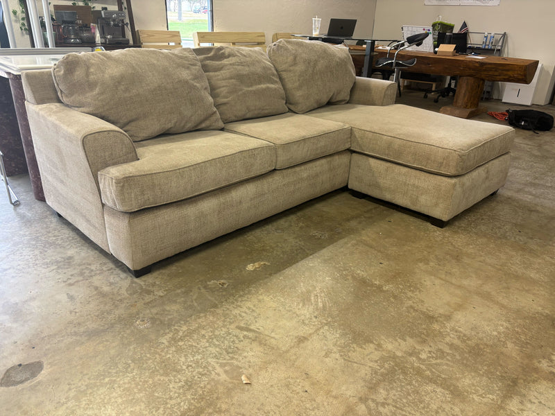 Alessandro II Taupe Chenille Sofa With Reversible Chaise -  Living Spaces Sofa  Fresh Start Furniture