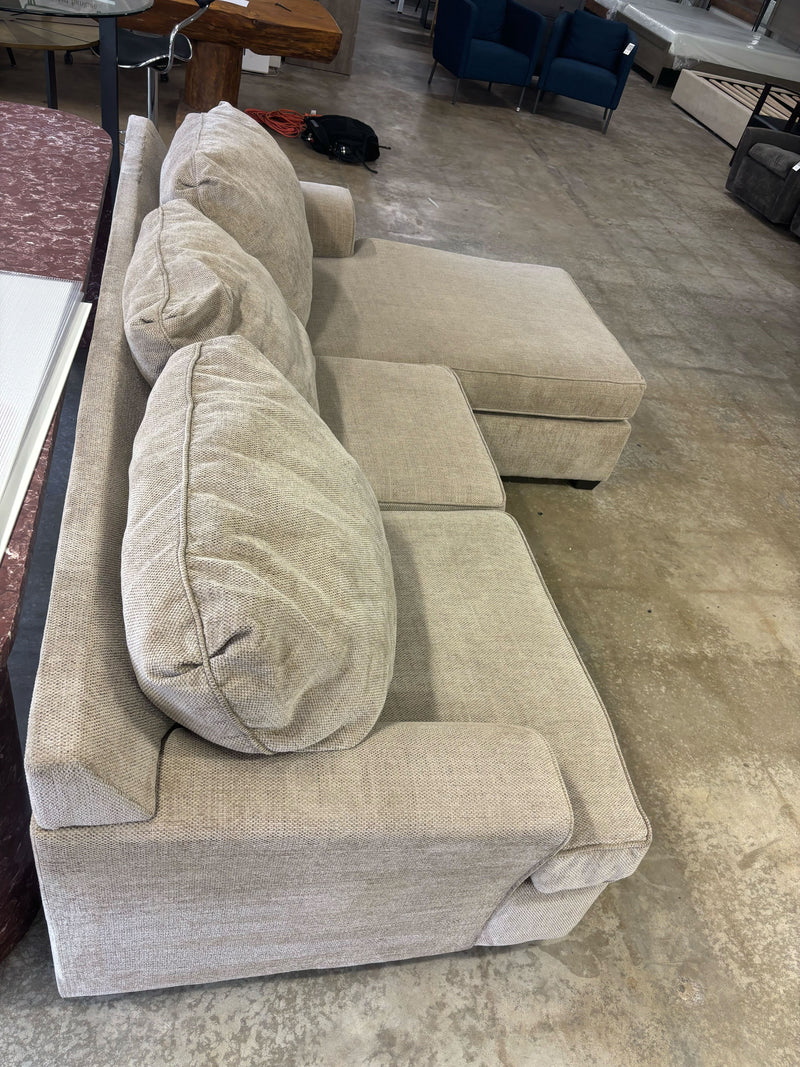 Alessandro II Taupe Chenille Sofa With Reversible Chaise -  Living Spaces Sofa  Fresh Start Furniture