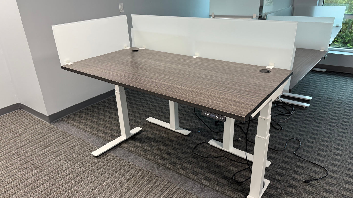 Juniper Office Adjustable Think Desk with Dry Erase Frosted Glass Dividers