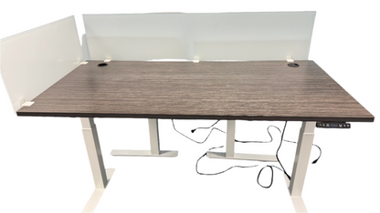 Juniper Office Adjustable Think Desk with Dry Erase Frosted Glass Dividers