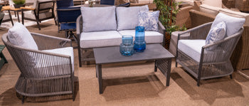 Bridges Beach Outdoor Love/Chairs/Table Set (Set of 4) -  Ashley Furniture Outdoor Chat Set  Fresh Start Furniture