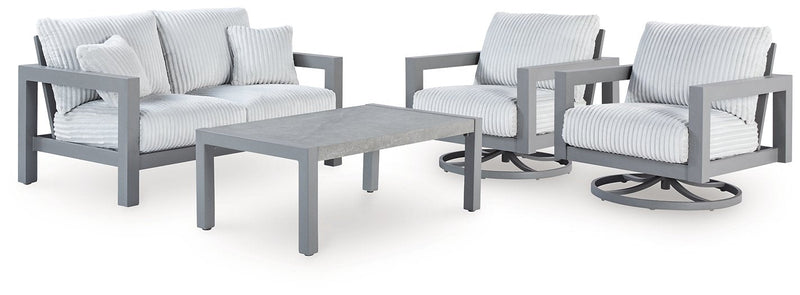 Hurley Park Outdoor Package Ashley Furniture Outdoor Table Set 4-Piece: Outdoor Loveseat/2-Outdoor Dining Chair/O Fresh Start Furniture