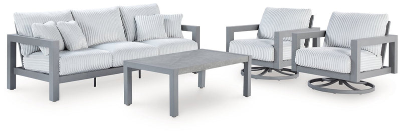 Hurley Park Outdoor Package Ashley Furniture Outdoor Table Set 4-Piece: Outdoor Sofa/2-Outdoor Dining Chair/Outdo Fresh Start Furniture