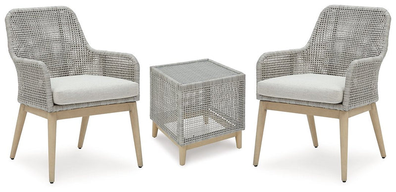 Seton Creek Outdoor Seating Set Ashley Furniture Outdoor Seating Set 3-Piece: 2-Outdoor Dining Chair/Outdoor End Table Fresh Start Furniture