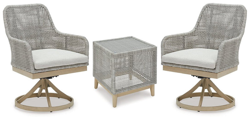 Seton Creek Outdoor Seating Set Ashley Furniture Outdoor Seating Set 3-Piece: 2-Outdoor Swivel Dining Chair/Outdoor End Fresh Start Furniture