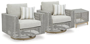 Seton Creek Outdoor Seating Set Ashley Furniture Outdoor Seating Set 3-Piece: 2-Outdoor Lounge Chair/Outdoor End Table Fresh Start Furniture