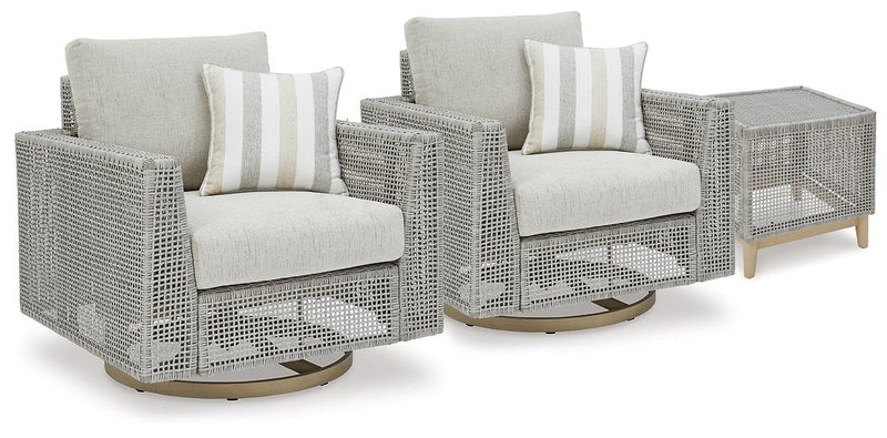 Seton Creek Outdoor Seating Set Ashley Furniture Outdoor Seating Set 3-Piece: 2-Outdoor Lounge Chair/Outdoor End Table Fresh Start Furniture