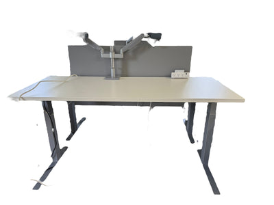 Adjustable Desk (W/ Dual Monitor Mounts & Accessories)