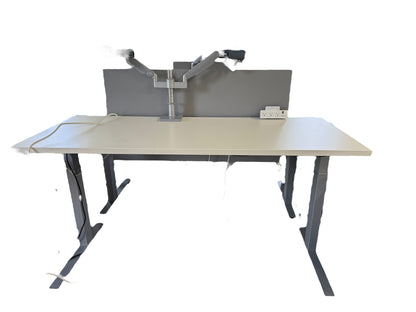 Adjustable Desk (W/ Dual Monitor Mounts & Accessories)