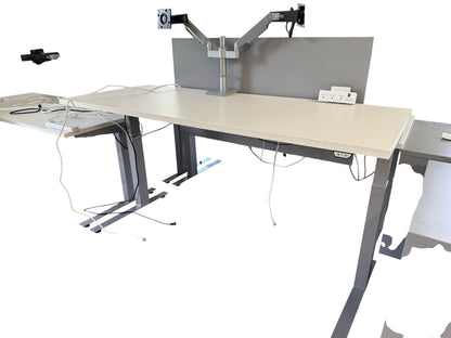 Adjustable Desk (W/ Dual Monitor Mounts & Accessories)