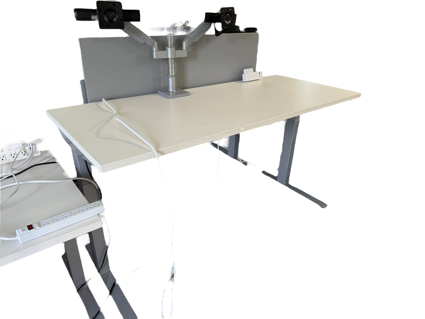 Adjustable Desk (W/ Dual Monitor Mounts & Accessories)