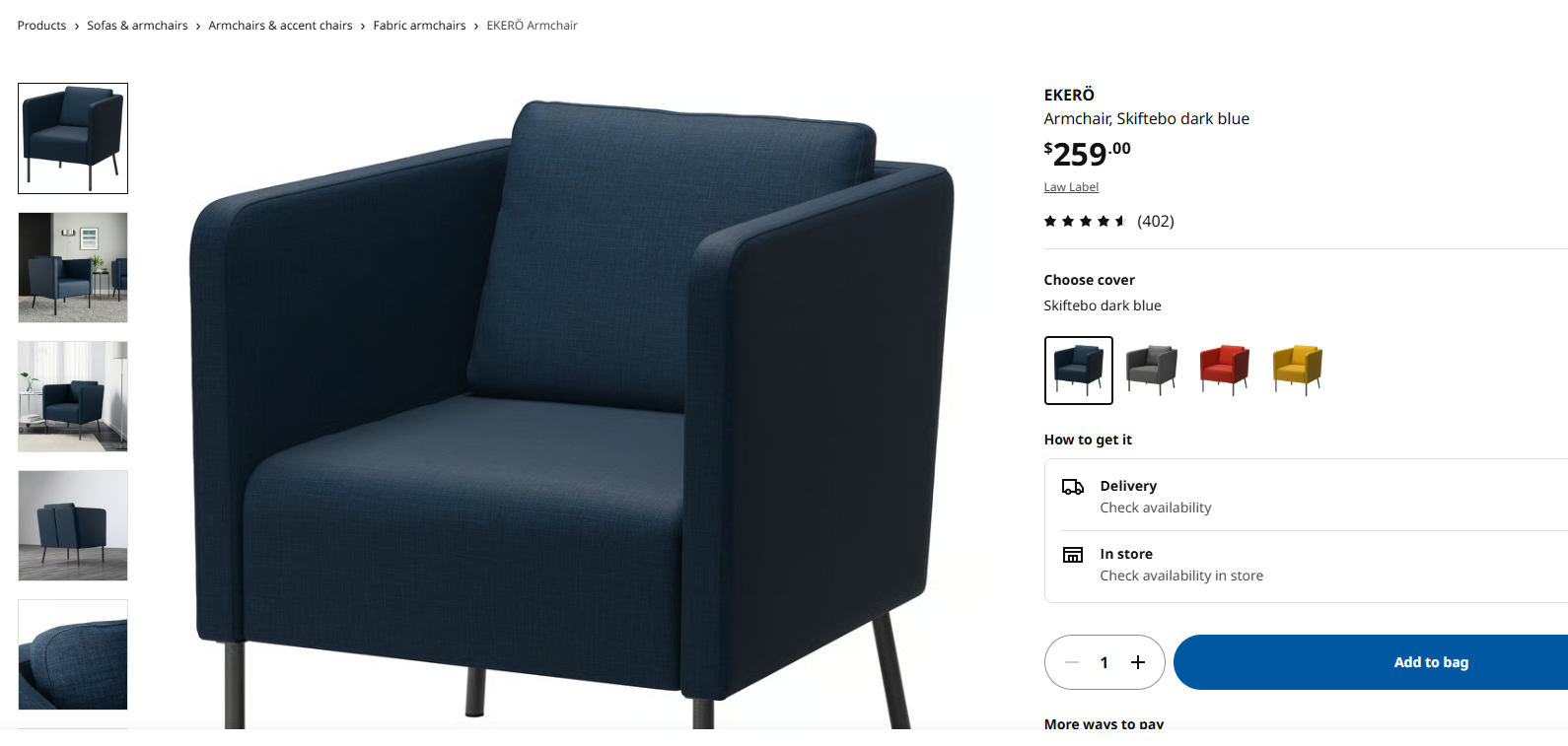 EKERÖ Armchair, Skiftebo IKEA