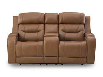 Knightington Power Reclining Loveseat with Audio Seating Ashley Furniture Loveseat Caramel Fresh Start Furniture