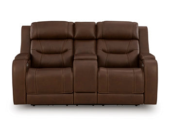 Knightington Power Reclining Loveseat with Audio Seating Ashley Furniture Loveseat Brown Fresh Start Furniture