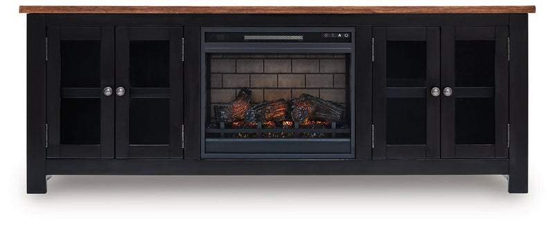 Wildenauer 76" TV Stand with Electric Fireplace Ashley Furniture TV Stand w/Fire  Fresh Start Furniture