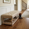 Felipa Farmhouse Rustic Bench & Storage Shelf