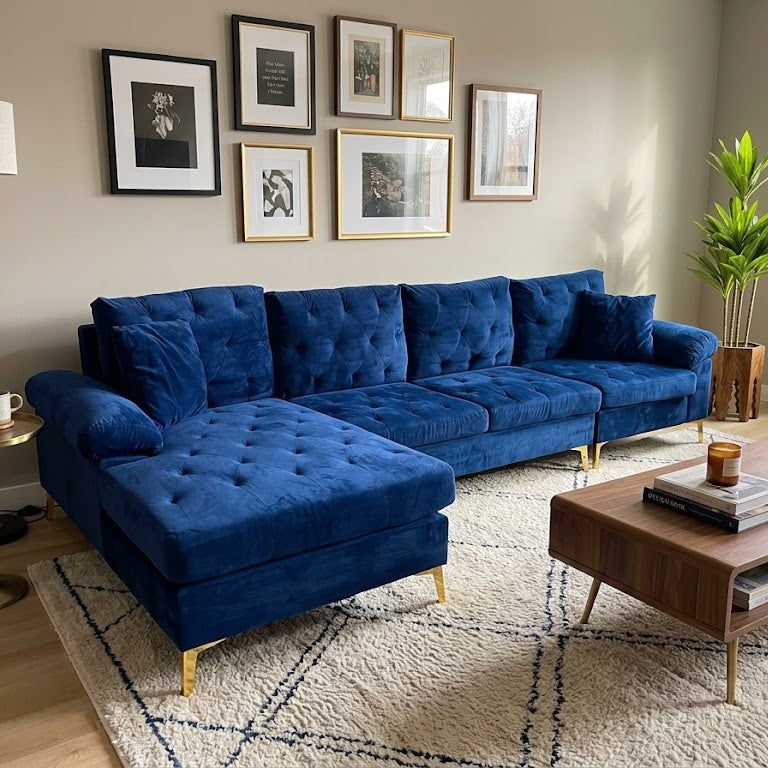 Latitude Run Velvet Blue Sectional