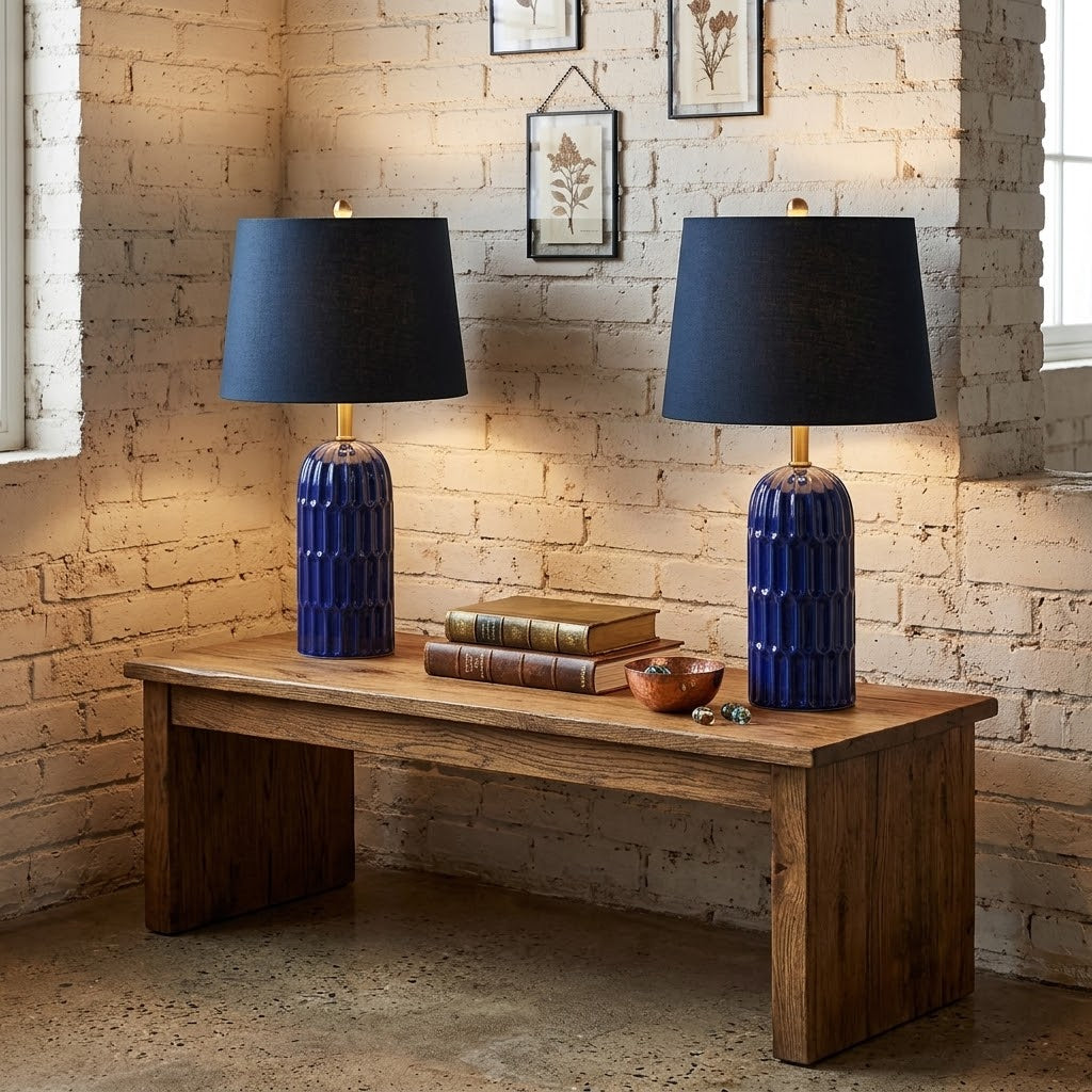 Bed Bath & Beyond Ceramic Textured Lamp Set of 2