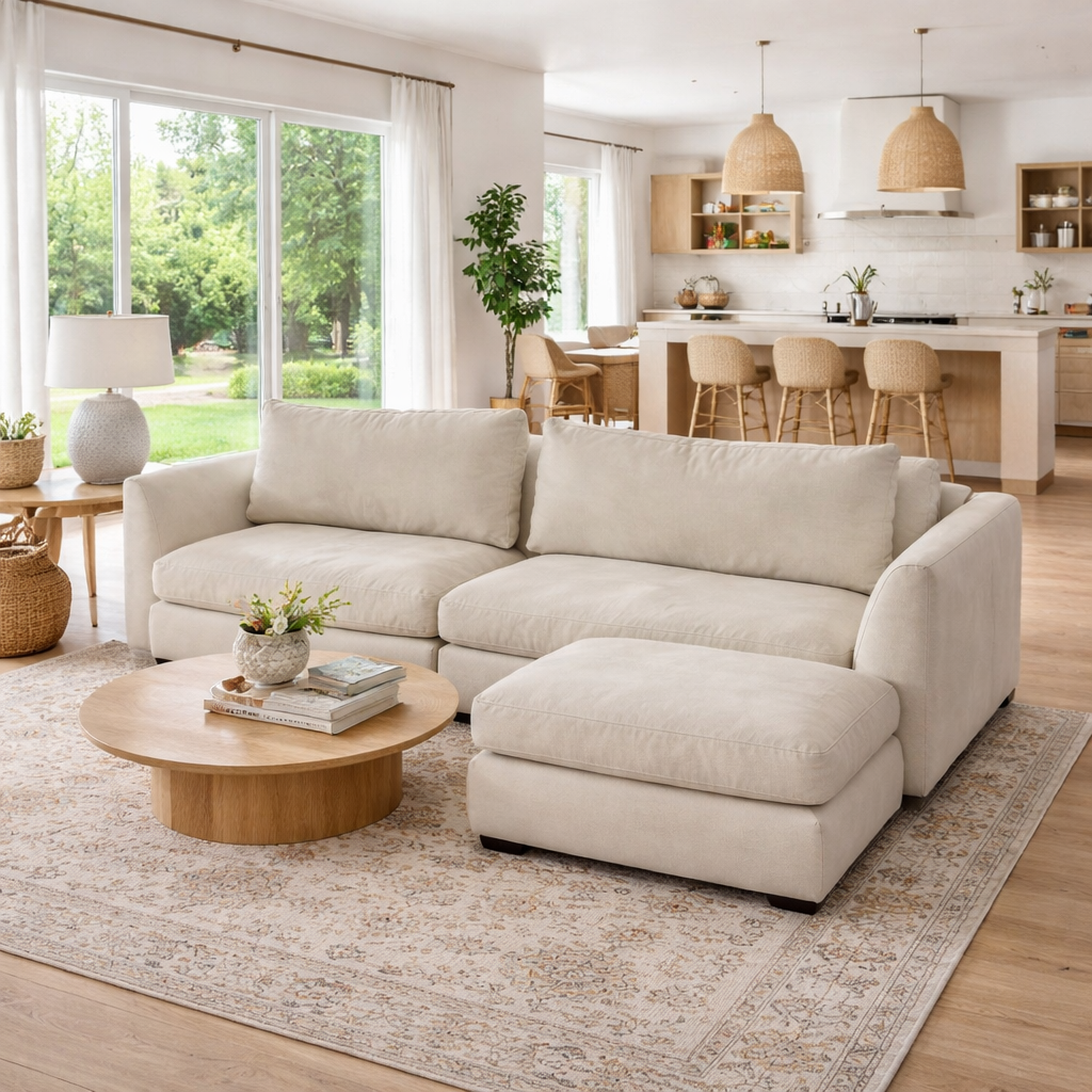 Mario Capasa Feathers Sofa With Ottoman