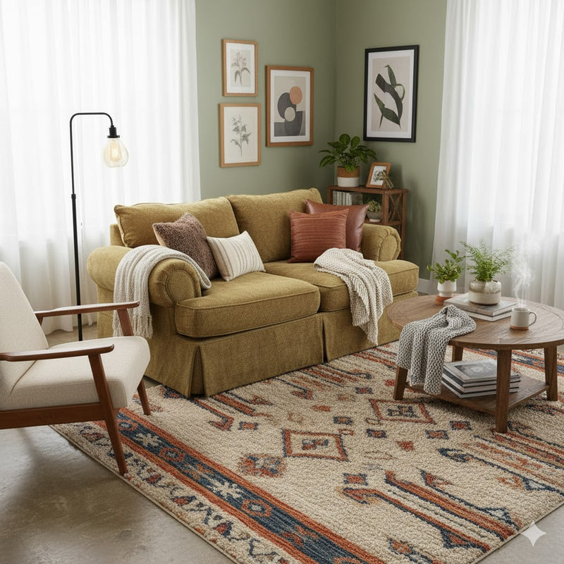 Traditional Rolled Arms Loveseat Sofa