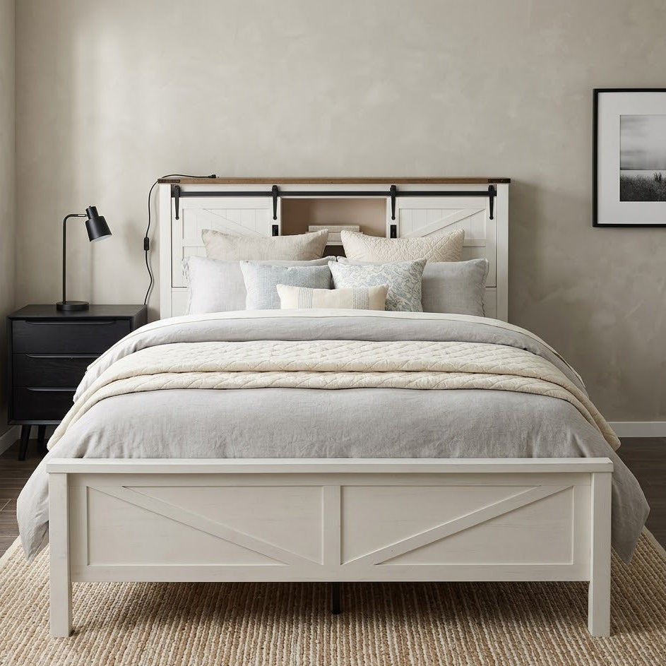 Merluxy Farmhouse Queen Bed Frame