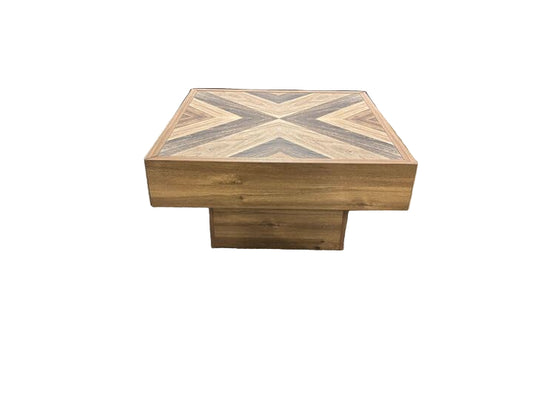 LED Square Coffee Table With 2 Sliding Drawers Storage For Living Room