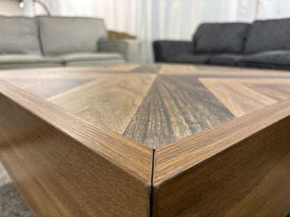 LED Square Coffee Table With 2 Sliding Drawers Storage For Living Room