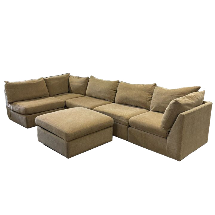 Thomasville Rockford 6 piece Fabric Modular Sectional Couch with Storage Footrest