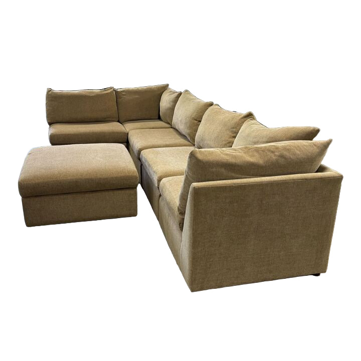 Thomasville Rockford 6 piece Fabric Modular Sectional Couch with Storage Footrest