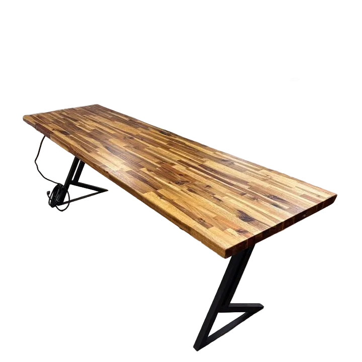 Butcher Block Standard Desk w/integrated Power Strip