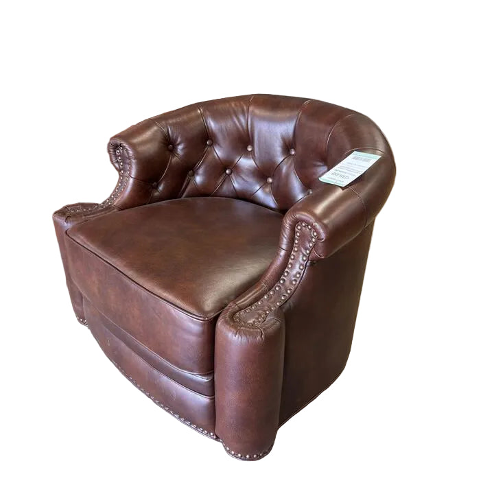 Karat Homes Leather Swivel Arm Chair