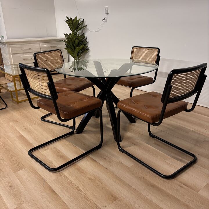 Latitude Run 5 Piece Dining Set W/ Glass Table