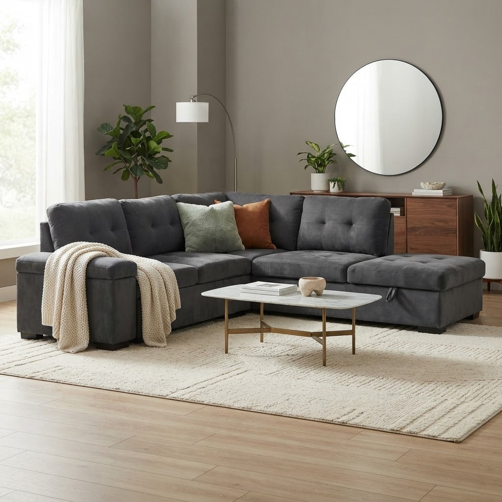 Latitude Run 3-piece Trundle Bed Sleeper Sectional With Storage