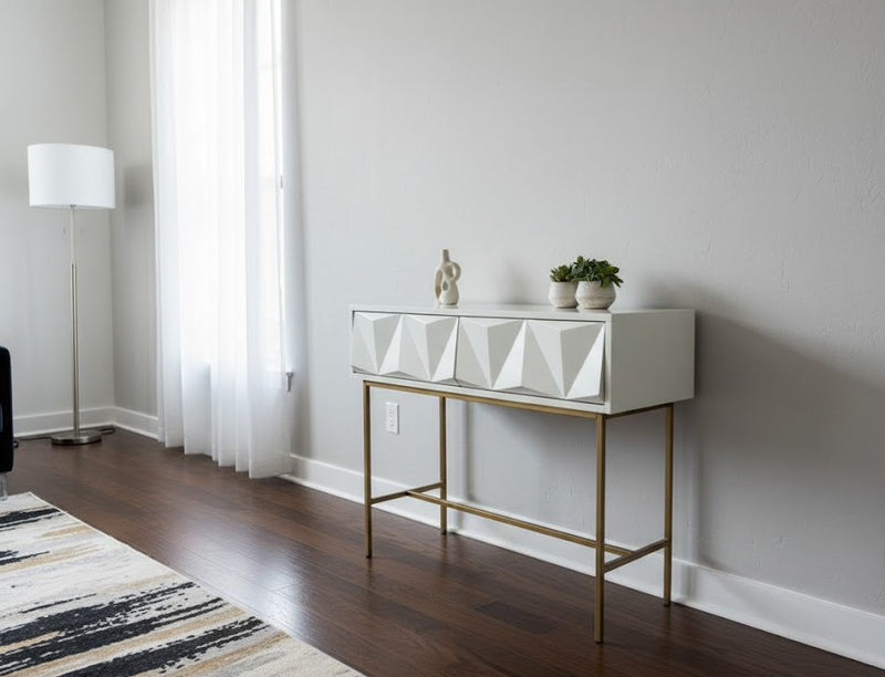 West Elm Cream and Gold Entry Table