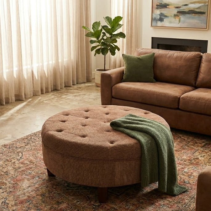Latitude Run Tufted Round Ottoman