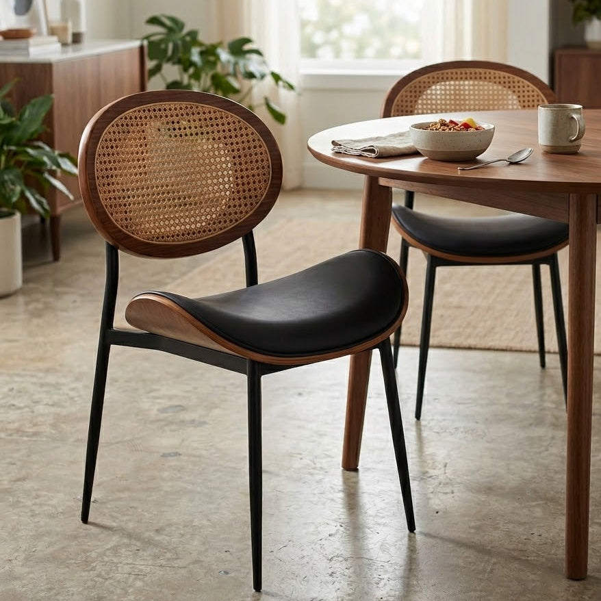 Huala Home Rattan Curved Dining Chair