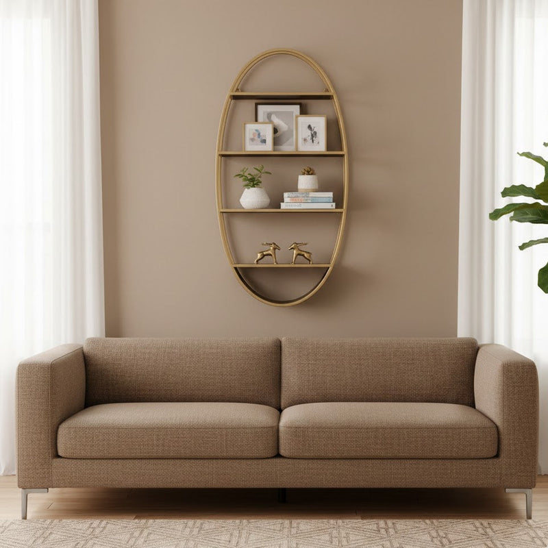 Oval Wood and Metal Wall Shelf