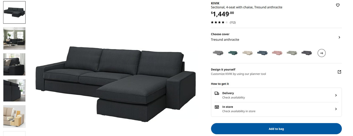 Kivik Sectional 4-seat with Chaise