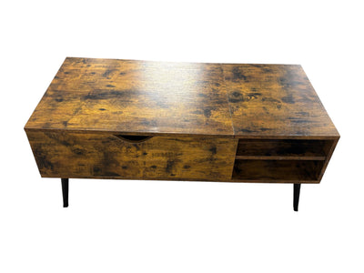 Vineego Burnt Wood Hinged Top Coffee Table