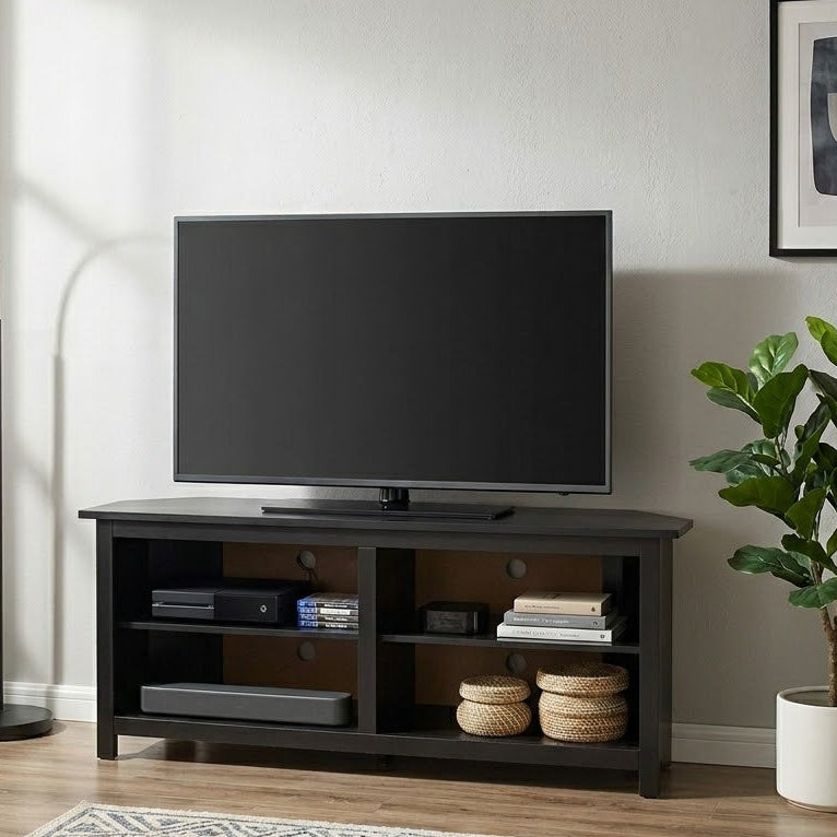 Walker Edison Black Corner Media Console
